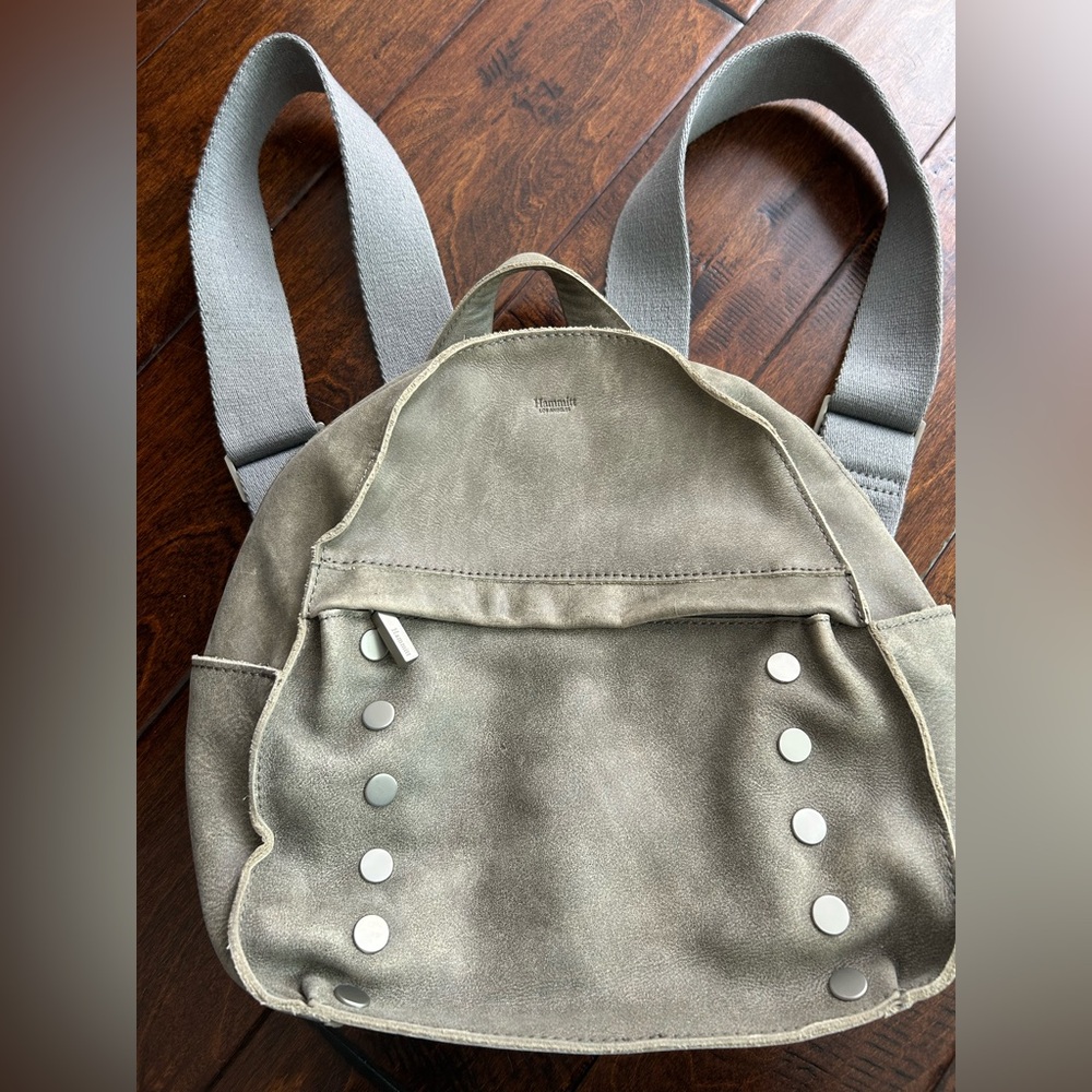 Hammitt Shane Gray/brushed pewter hardware large leather backpack. NWOT
